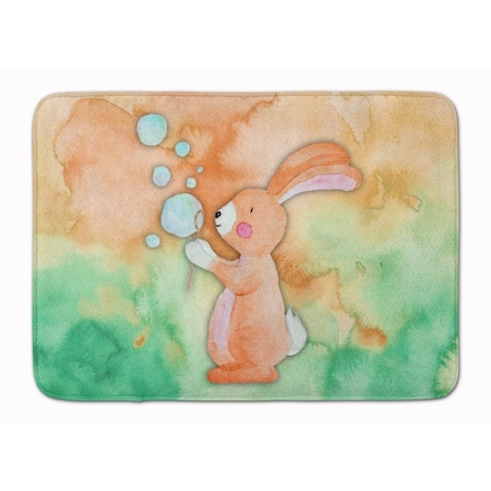 Carolines Treasures Rabbit & Bubbles Watercolor Machine Washable Memory Foam Mat BB7349RUG